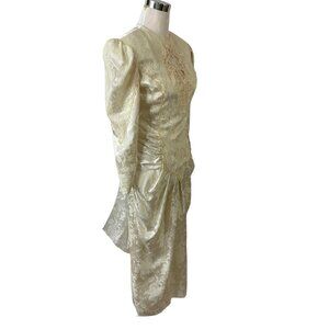 Scott McClintock Wedding Dress Damask Brocade Bridal Lace Size 12 Vintage 1980s